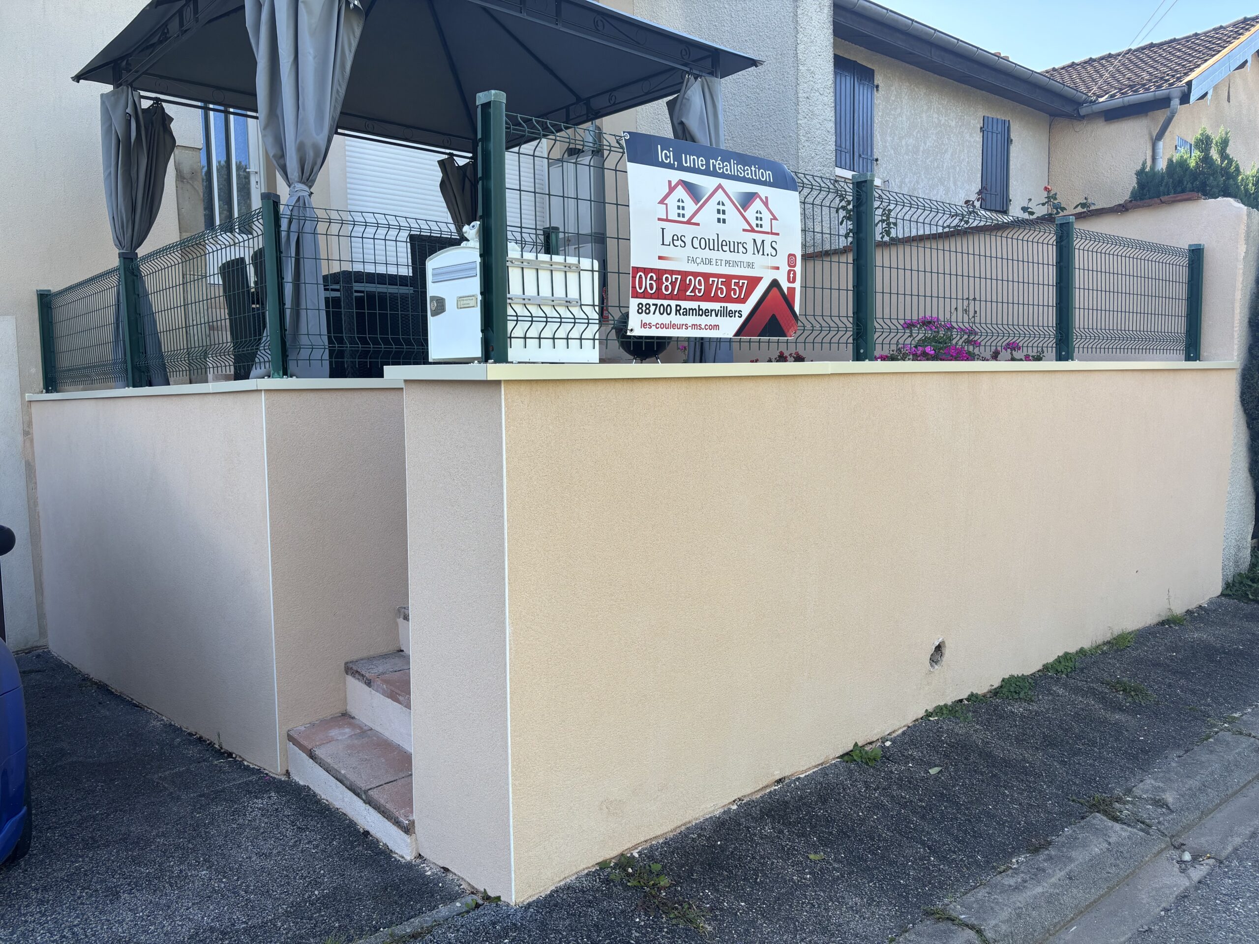 rénovation muret Romont travaux maçonnerie enduit finition